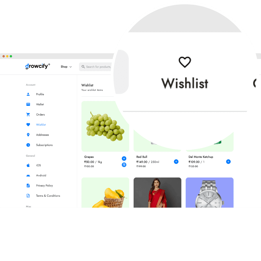 eCommerce website wishlist